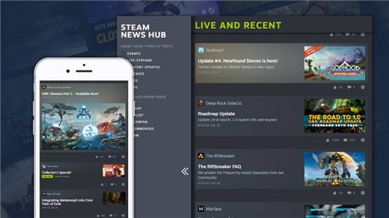 Steam全新新闻中心上线 突出显示已上线活动